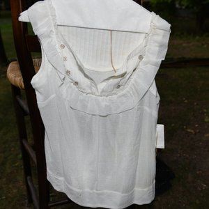 Anthropologie Leifsdottir White Sleeveless Blouse